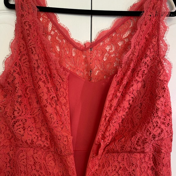 Adrianna Papell Maxi Lace Dress in Coral - Picture 2 of 12